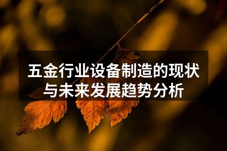 五金行业设备制造的现状与未来发展趋势分析